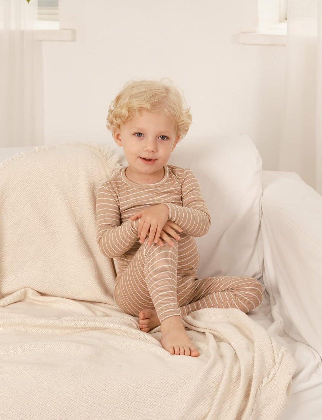 AVAUMA Stripe Pattern Baby Boys Girls Pajama Set Kids Toddler Snug fit Ribbed Sleepwear pjs for Daily Life Style