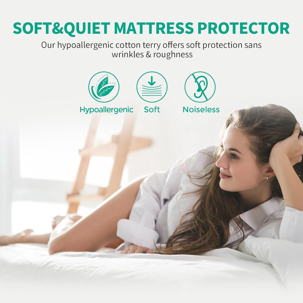 LAVANCE Premium Cotton Terry Mattress Protector – California King Size, Waterproof Soft Noiseless Dirt-Proof Washable Bed Mattress Cover