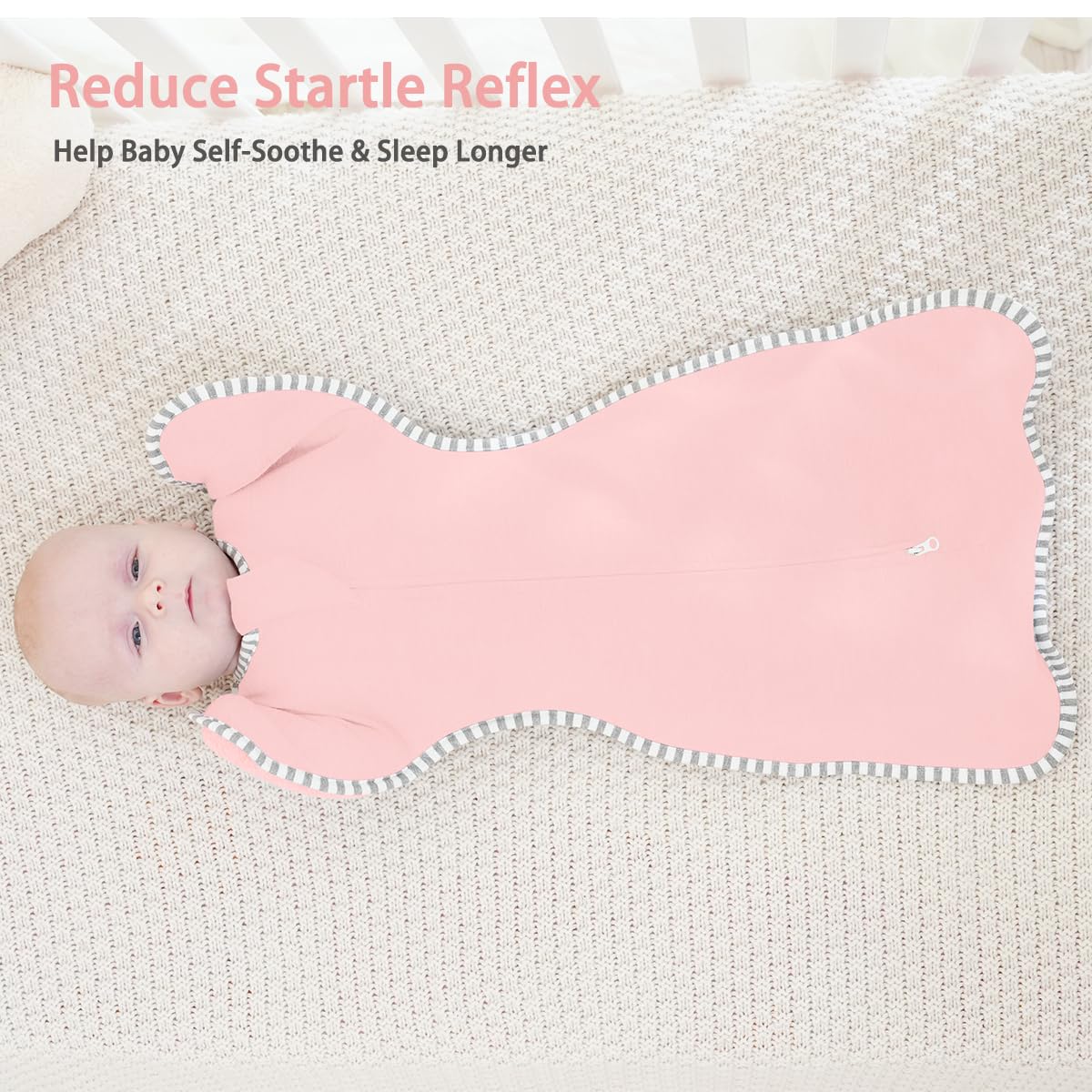 Baby Sleep Swaddles Arms up Swaddle 6-9 Months, Baby Transitional Swaddle Sack with 2-Way Zipper, 2-Pack Arms in/Out 100% Cotton 0.8Tog Transition Sleep Sack for Girl (Large 20-27lbs)