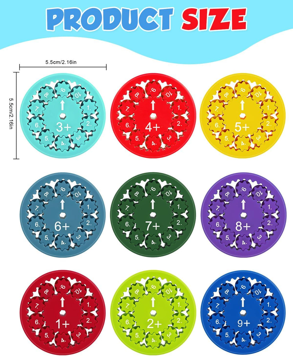 Math Fidget Spinners, Math Fact Fidget Spinners, Fun Early Education Math Fidget Spinner Game, Fidget Learning Game Toy (Addition and Subtraction)