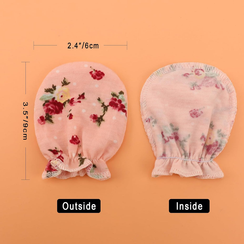 Newborn Baby Mittens No Scratch Cotton Elastic Wrist Gloves Infant Toddler Mittens for Baby Boy Girl 0-6 Months