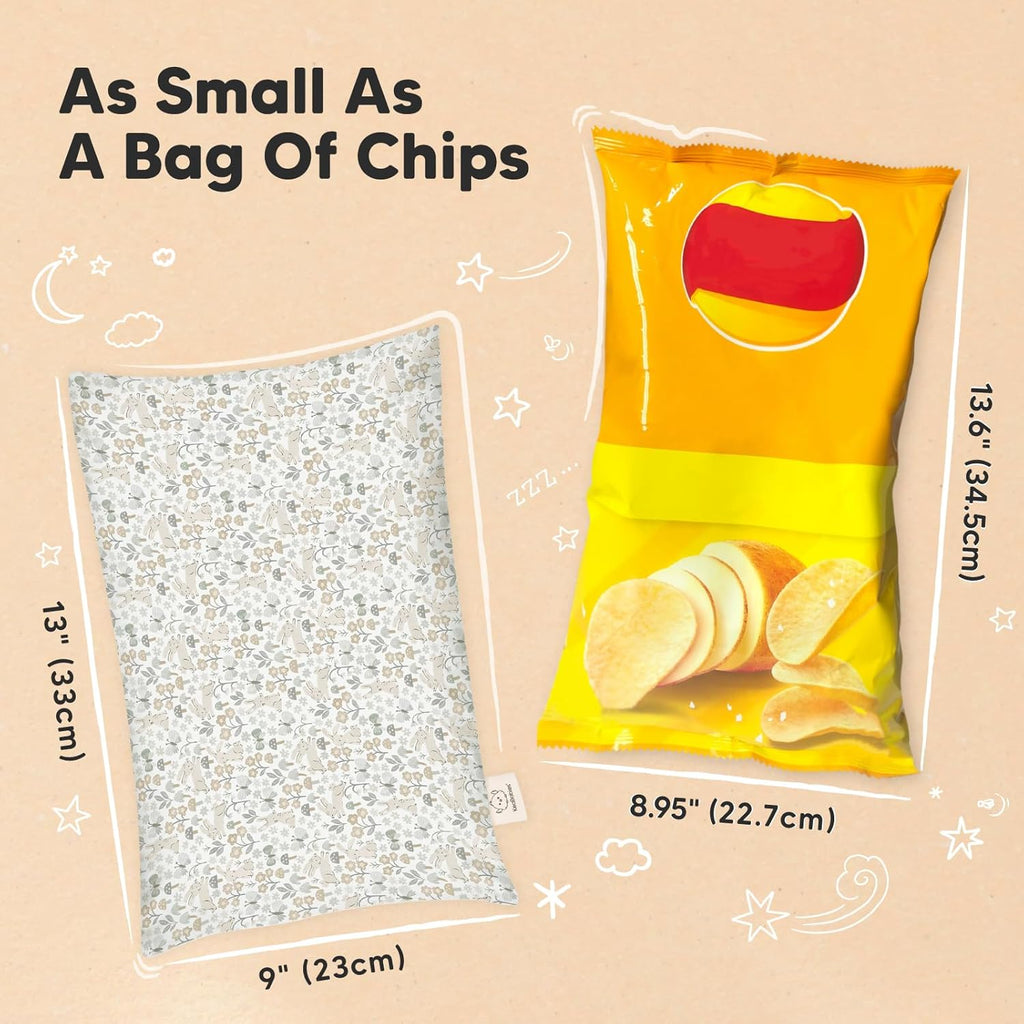 Mini Toddler Pillow with Pillowcase - 9x13 My Little Dreamy Travel Kids Pillow for Sleeping, Toddler Bed, Small, Tiny, Organic Cotton Pillowcase, Soft & Breathable, Kids 2-4 Years Old (Prairie)