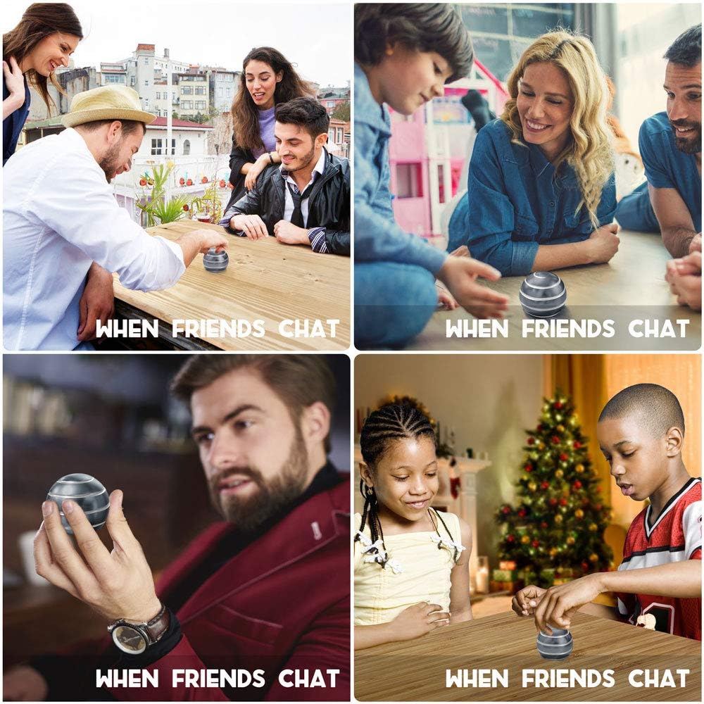 Kinetic Desk Toy with Full Body Visual Illusion Ball Decompression Ball Fidget Stress Anxiety Relieves Aluminium Decoration Ball for Adults (GRIS)