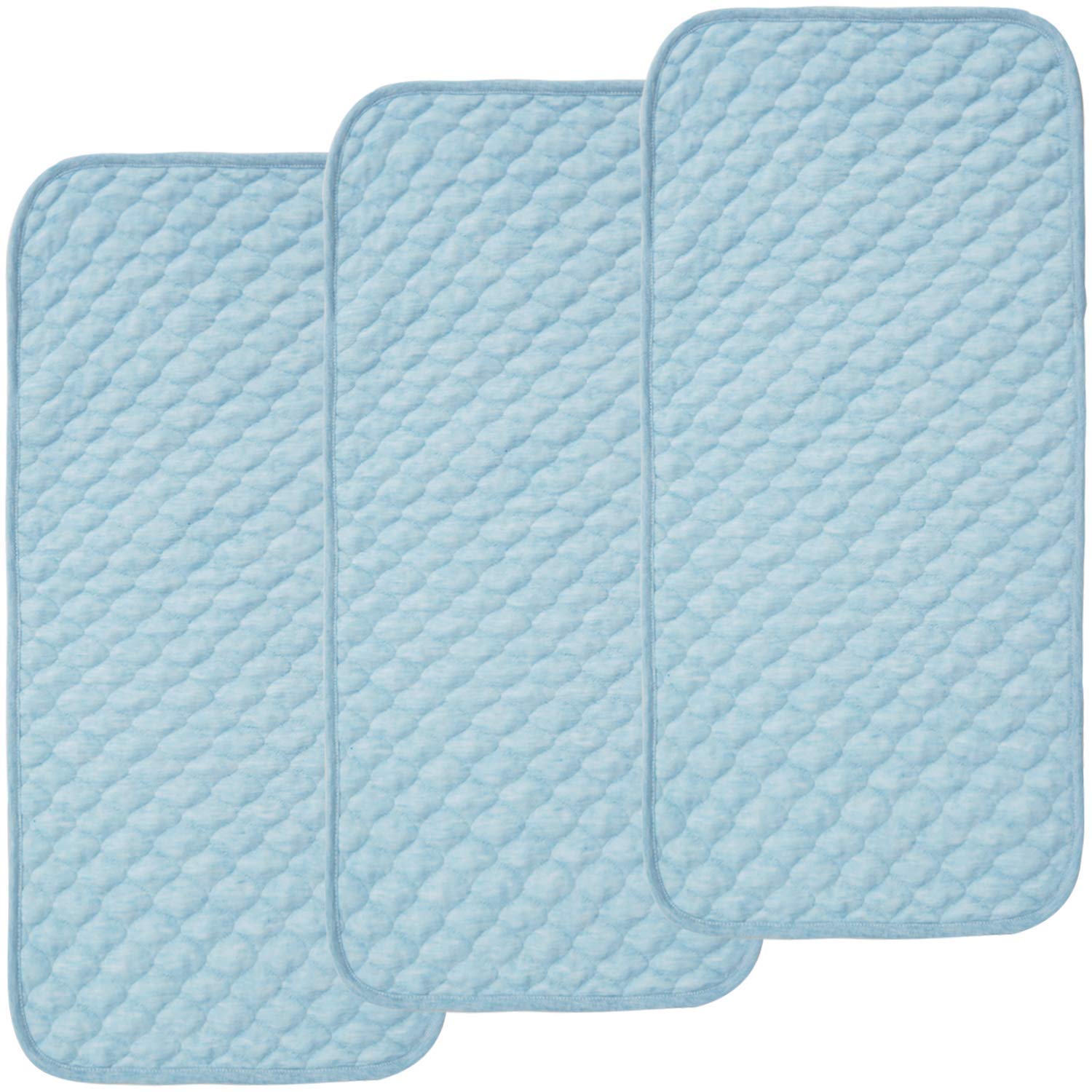 BlueSnail Quilted Thicker Waterproof Changing Pad Liners,3 Count(Blue 13” x 27”)