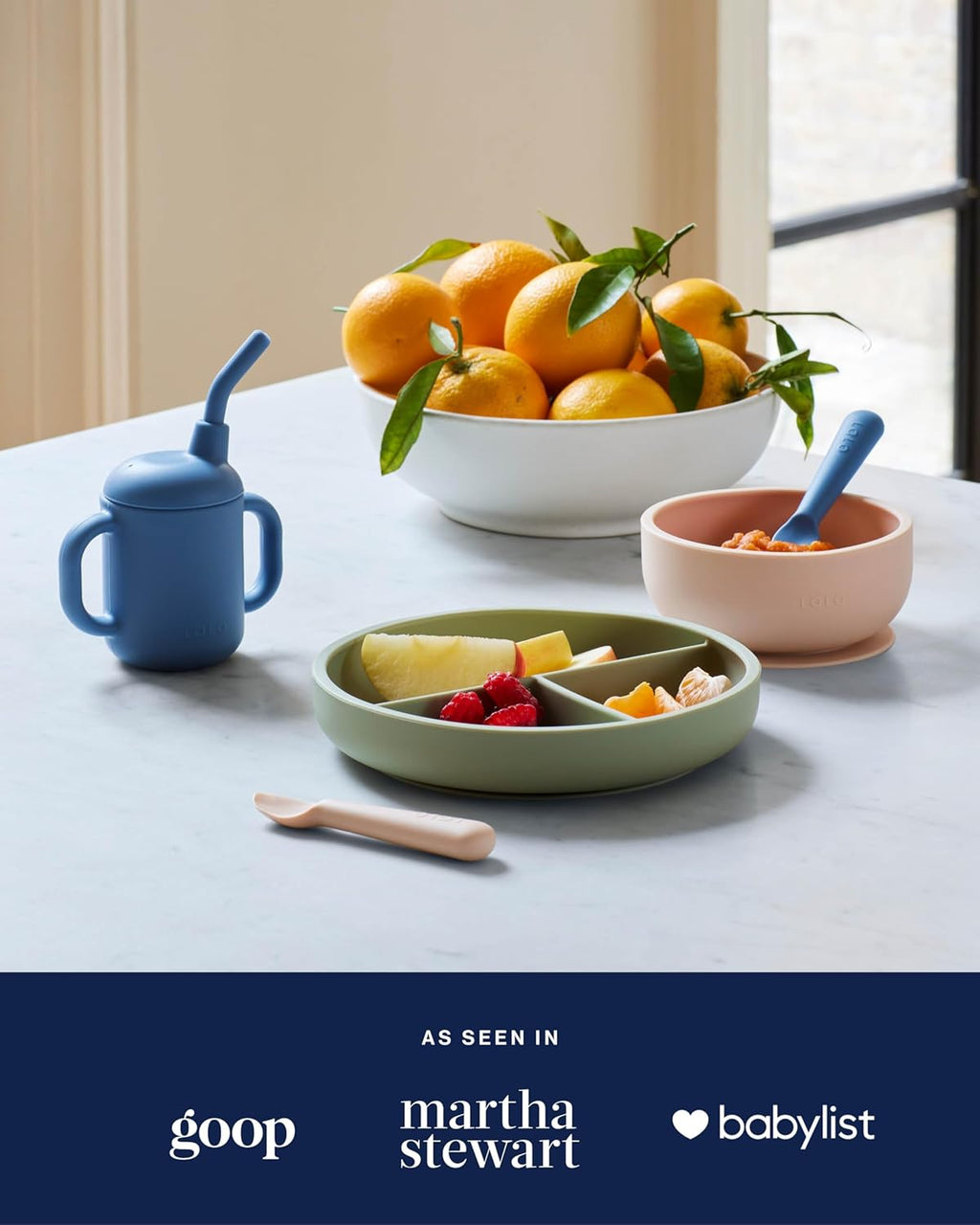 Lalo Suction Plates - 2 Pack, 100% Silicone Non-Toxic BPA-Free Baby Plates with Suction Base To Prevent Accidental Tip-Overs - Suction Plates for Toddlers With Three Divided Sections - Lavender