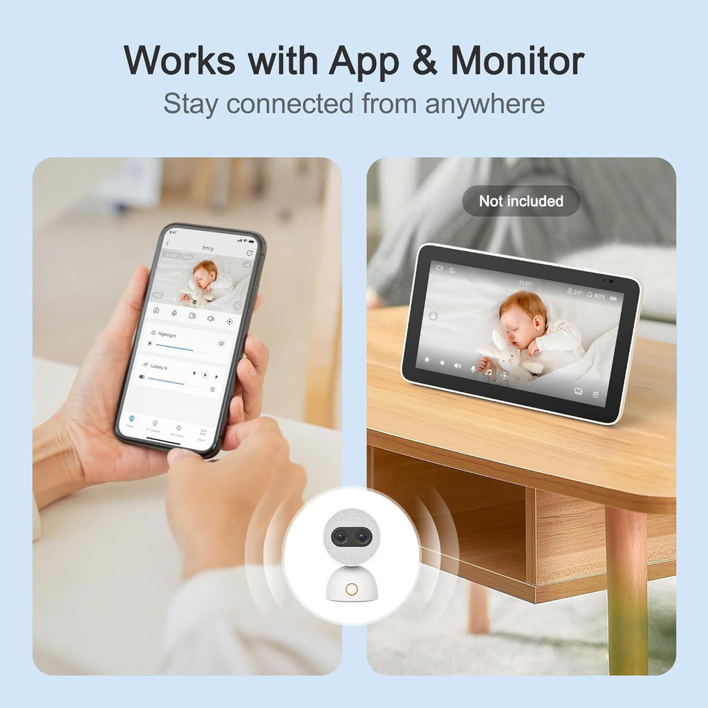 Simsky Smart Baby Monitor with 2×4MP Camera, 6X Optical Quality Zoom, AI Tracking, Intelligence Detection, Pan-Tilt-Zoom, 32GB Local Storage, Add-on Camera Monitor