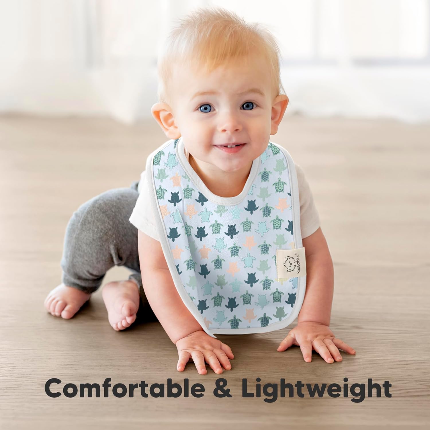 KeaBabies 8-Pack Organic Baby Bibs for Boys, Girls - Super Absorbent Cotton Drool Bibs for Baby Girl & Boy, Teething Toddler, Drooling Newborn, Ultra Soft & Machine Washable (Beach Day)