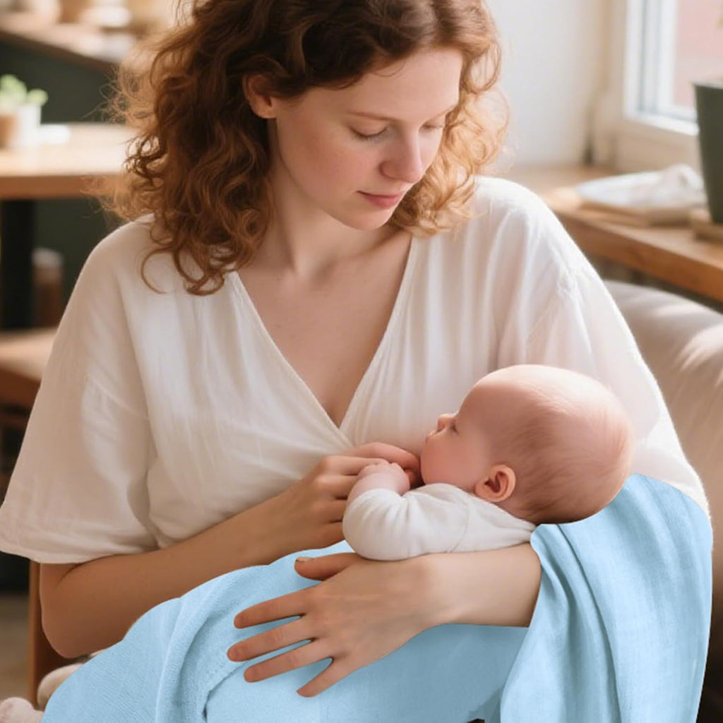 Muslin Swaddle Blankets, Nursery Receiving Blanket for Newborn, Baby Swaddle Wrap Soft Silky & Breathable, 3 Packs, 47 X 47In (Pink & Blue 3 Pieces)