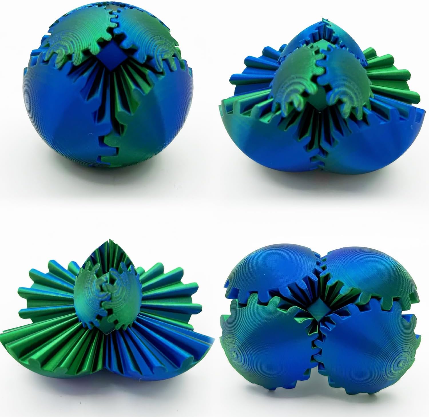 Gear Ball - GearSphere Fidget Toy, 2024 Gear Sphere Cube Puzzlefor Adults Kids Stress and Anxiety Relaxing,3D Printed Spin Ball or Cube Fidget Toy (Green+Blue)