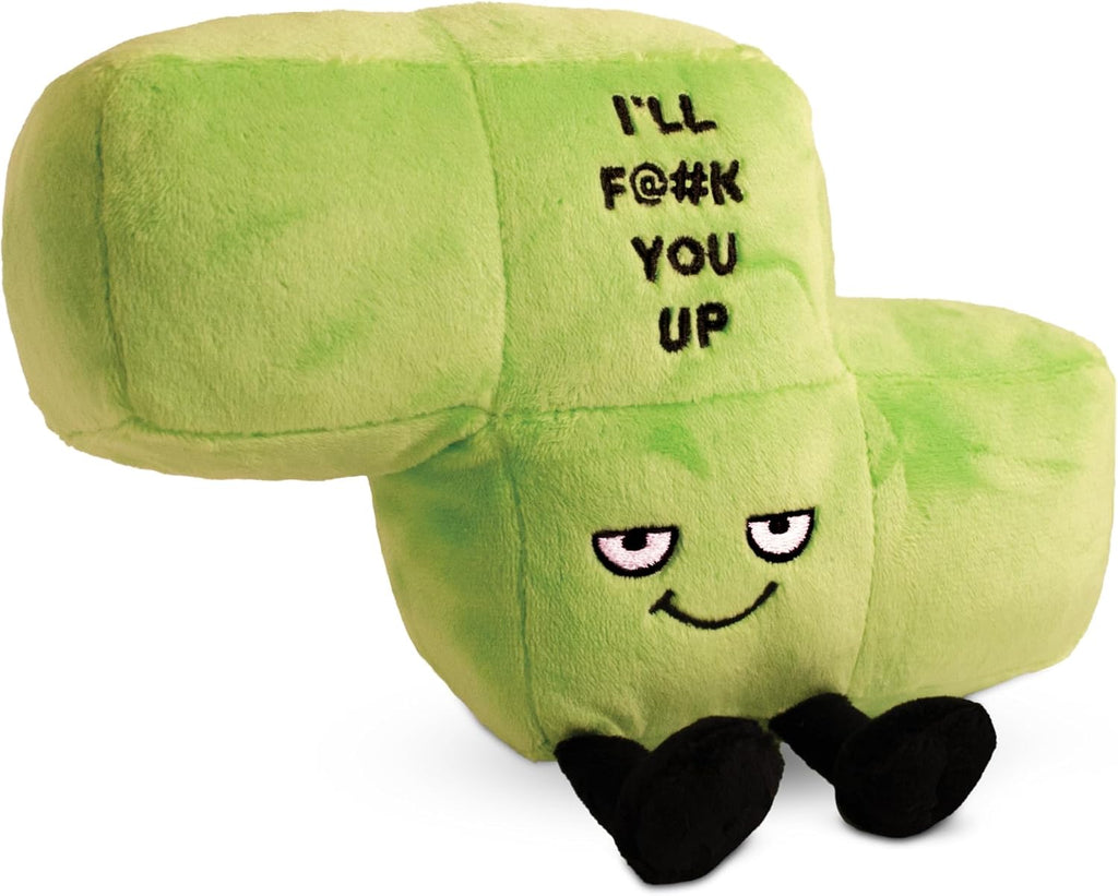 Game Block Plushie, Funny Meme Gag Gift, Comical Plush Collectible, Stocking Stuffer Present, Great for Emotional Support, Fun Desk Accessory, Weighted Base for Display