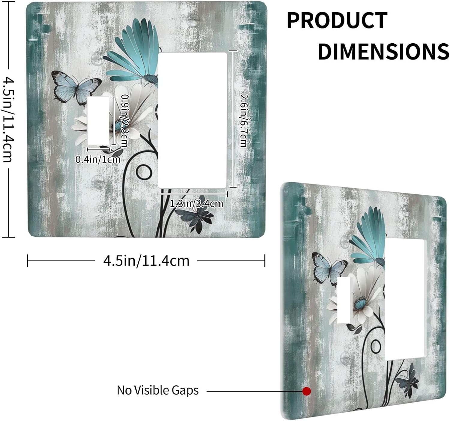 Outlet Covers Rustic Teal Daisy Floral Flowers Butterfly Wood Grain 1 Toggle 1 Rocker Combination Decorative Wall Plate Electrical Switch Plates Light Switch Cover Plate for Bedroom Decor