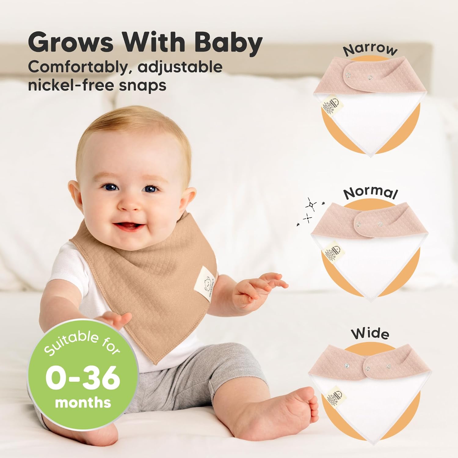 KeaBabies 8-Pack Bandana Bibs for Baby Girls, Boys - Organic Cotton Baby Bibs for Drooling & Teething Newborn, Toddler, Infant 0-36 Months, Extra Soft, Absorbent Cloth with Snaps (Driftwood)