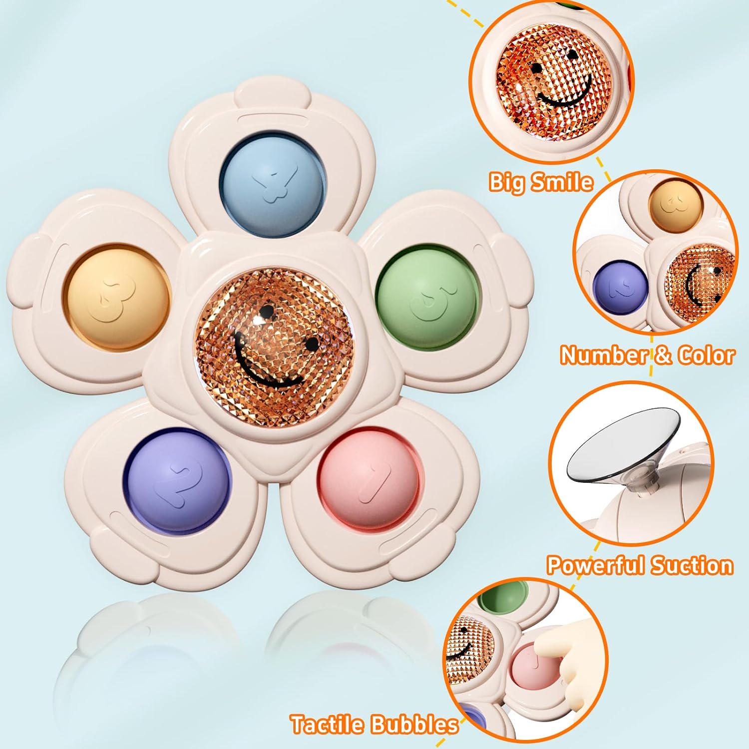 Suction Spinners Baby Toys, Sensory Toys for Toddlers 1-3, Suction Cup Toys for Babies 12-18 Months, High Chair Toys Baby Travel Essentials for Flying, Birthday Gift for 1 Year Old Boy Girls