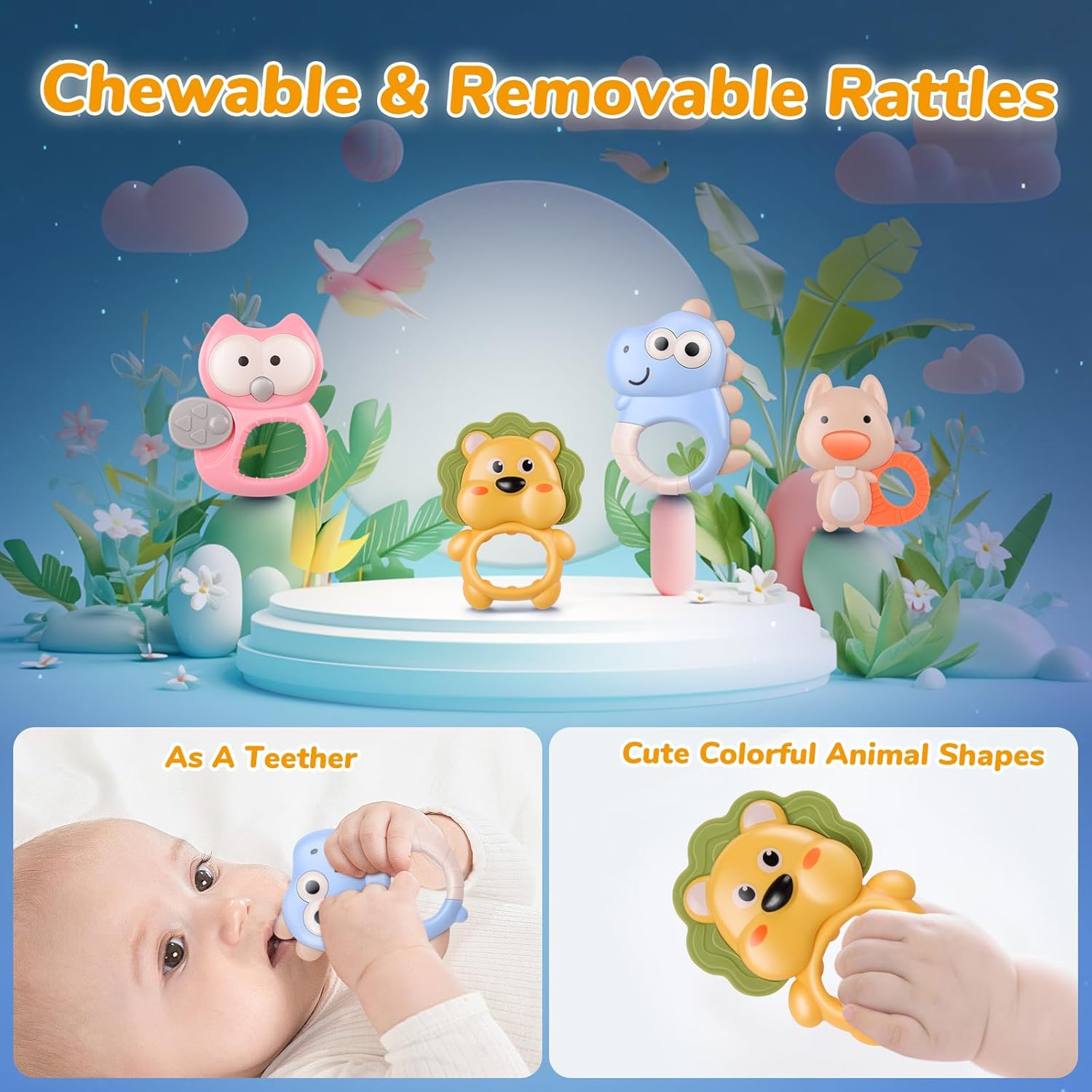 Crib Mobile with Music and Lights, Mobiles for Cribs, Baby Nursery Space Portable Infant Arm Hanger for Girls Boys Babies Bassinets Pack and Play Clip On Attachment, Toys Musical Hanging