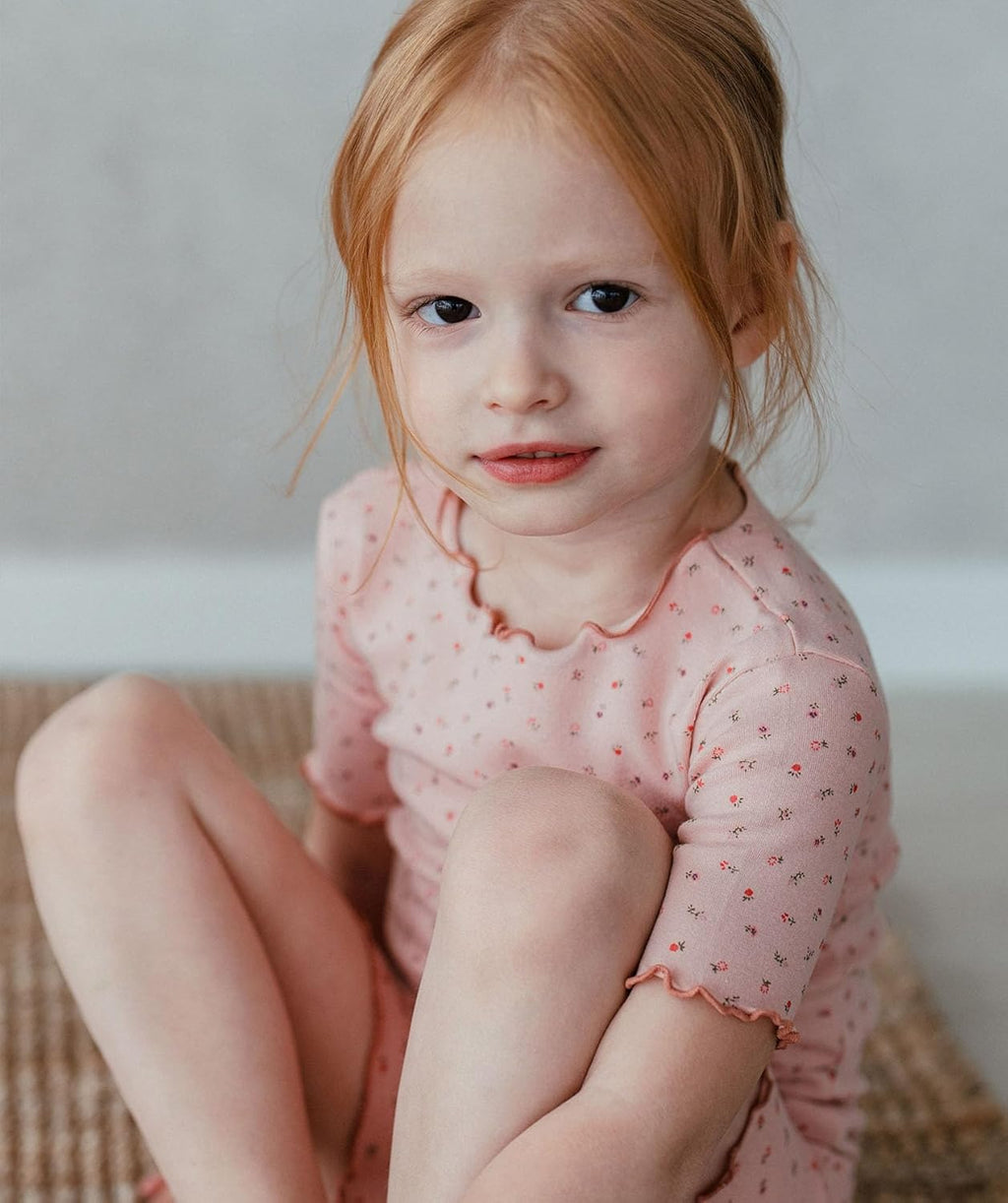 AVAUMA Baby Boy Girl Pajama Set 6M-7T Kids Cute Toddler Snug fit Flower Pattern Design Pjs Cotton Sleepwear Ruffled Shirring