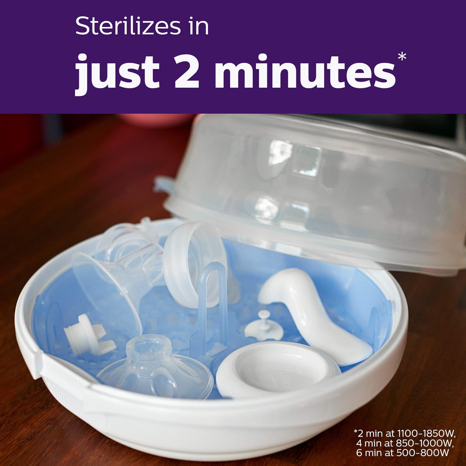 Philips AVENT Microwave Steam Sterilizer for Baby Bottles, Pacifiers, Cups and More, SCF281/05