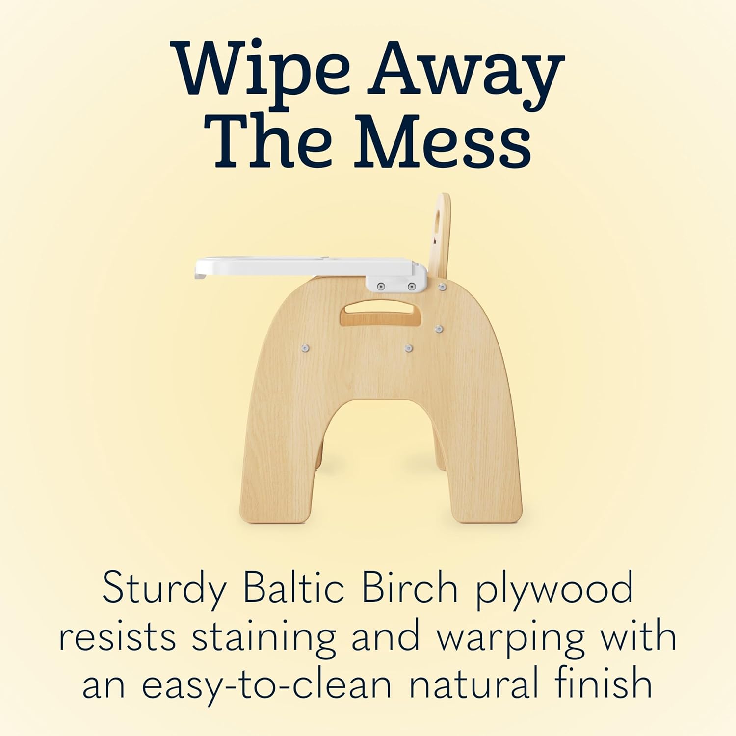 Foundations Easy Serve 5" Wood Feeding Chair for Toddlers, Adjustable Harness, Removable Dishwasher Safe Tray, “No Tip” Base, Baltic Birch Plywood