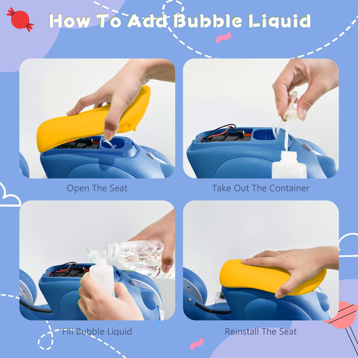 6V Electric Baby Balance Bike with Bubble Machine,4 in 1 Toddler Balance Bike w/Remote for 1 Year Old Boys Girls Kids Bubble Bike Ride on Toys w/Powered Motor,Music,LED Lights (Blue&Red)