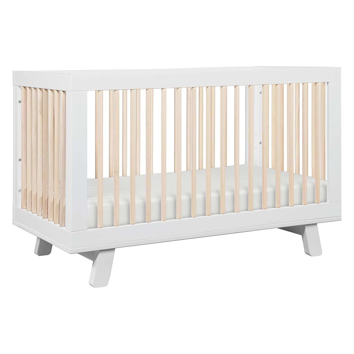 Babyletto Hudson 3-in-1 Convertible Baby Crib with Wooden Toddler Bed & Daybed Conversion - Easy to Assemble & GREENGUARD Gold Certified - 4 Adjustable Mattress Heights - White & Washed Natural