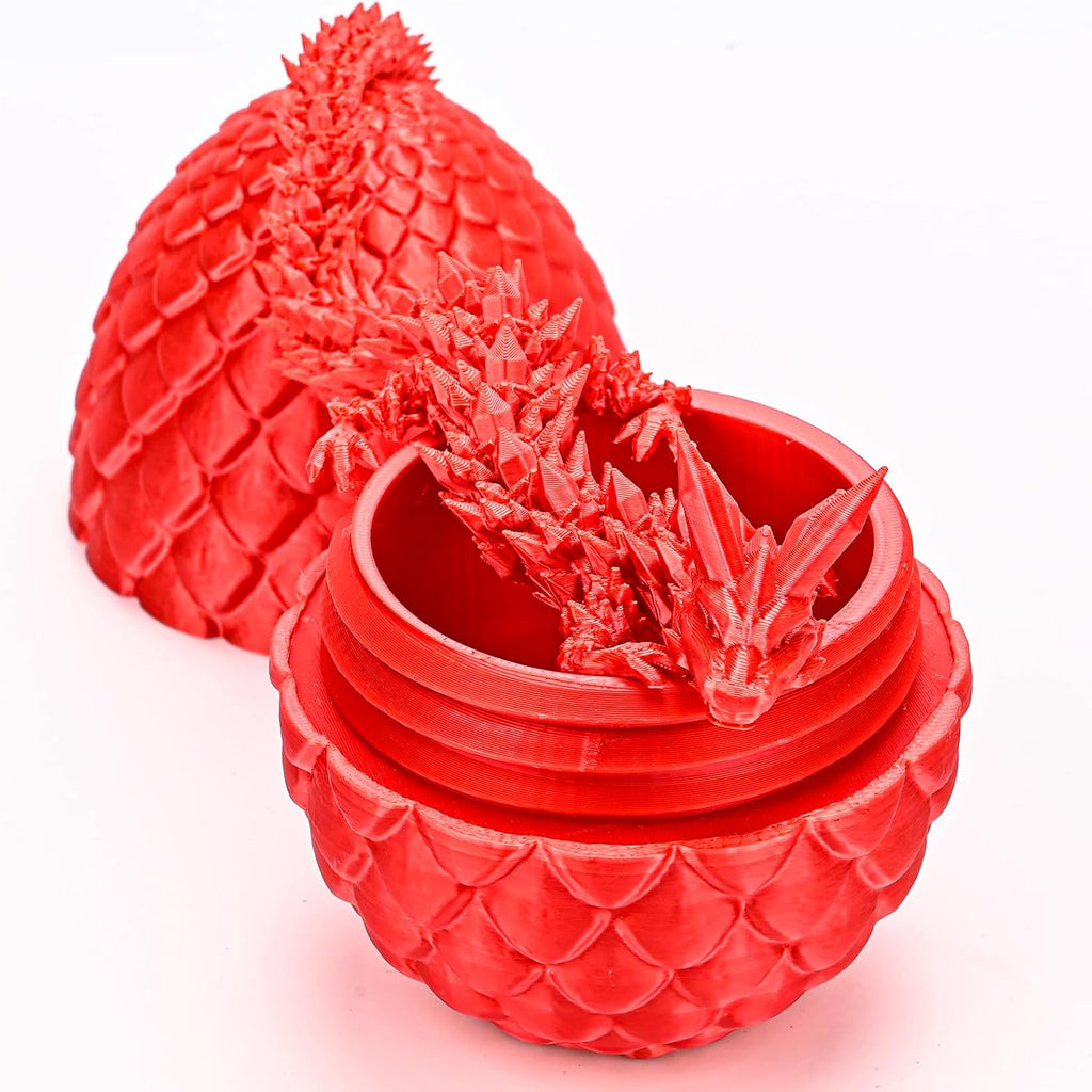 12inch Dragon Egg, Year of The Dragon, 3D Printed Dragon, Executive Desk Toys, Articulated Dragon, Fidget Toys Gifts for Graduates Students Teachers Adults (Red)