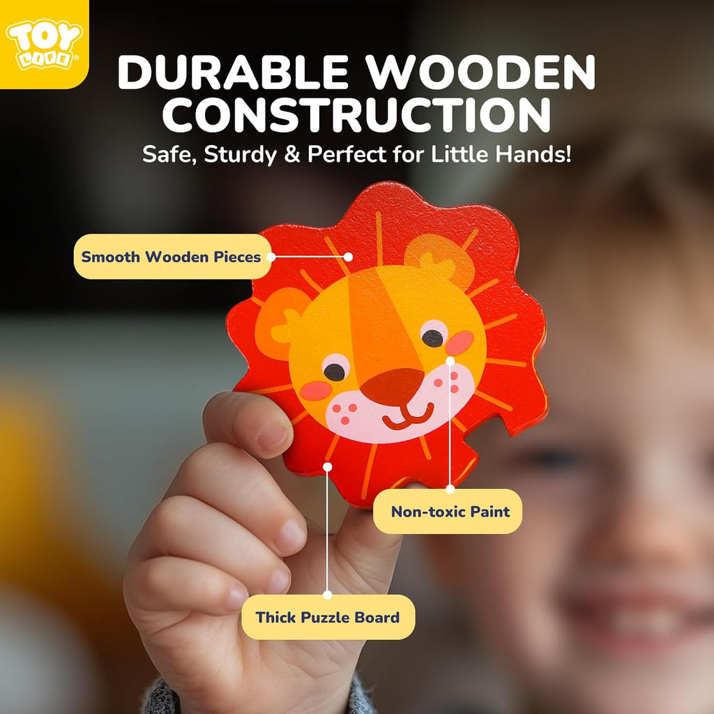 TOY Life Wooden Puzzles for Toddlers 2-4, Toddler Montessori Toys for 1 2 3 Year Old Boys Girls, Animals Wood Jigsaw Puzzles, Educational Learning Toy Kids Puzzle, Best Gifts for Baby Age 1-3 2-4