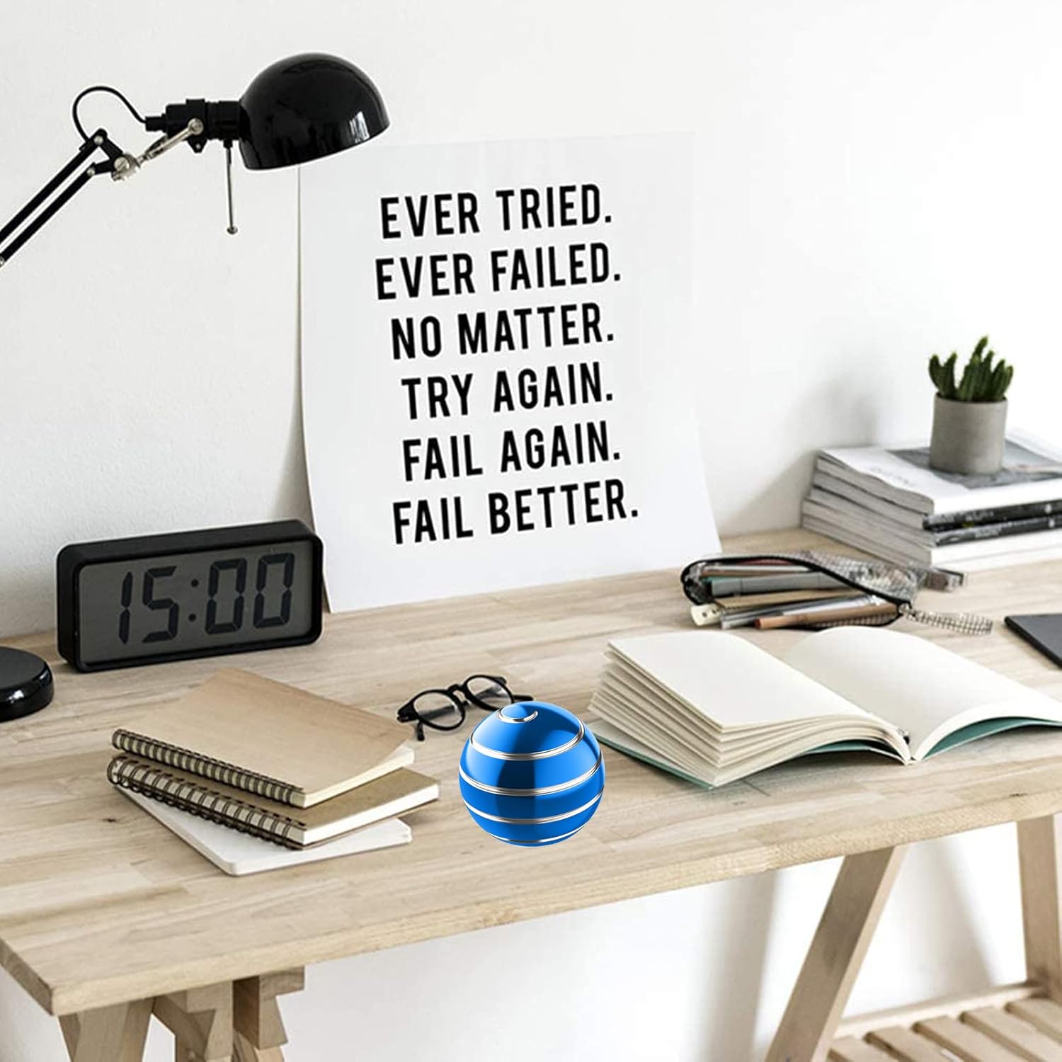 Kinetic Desk Toy Ball, 1.54'' Kinetic Desktop Spinning Toys, Optical Illusion Fidget Toys Gadgets for Christmas Birthday (39MM, Blue-A)