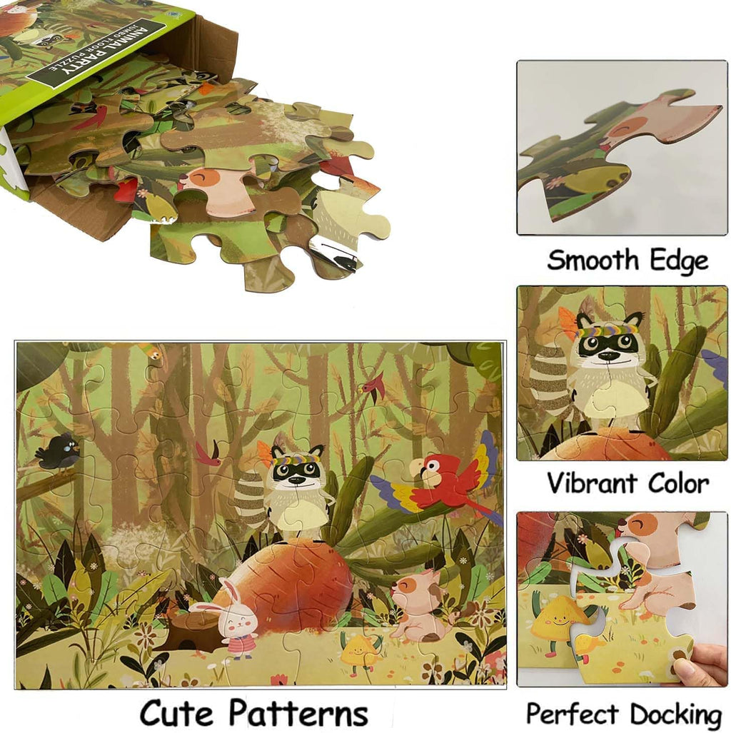Jumbo Floor Puzzle for Kids, Large Jigsaw Puzzles 35 Piece for Kids Ages 3-5,Preschool Learning & Education Toys, Gifts for 4-8 Year Old Boys and Girls (Forest Animals 2)