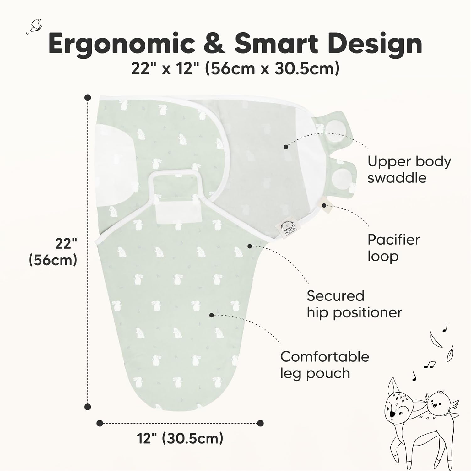 3-Pack Organic Baby Swaddle Sleep Sacks - Swaddles for Newborns, Infant 0-3 Months, Baby Girls, Boys, Soft & Snug Newborn Sleep Sack, Nursery Swaddling Blankets (Bunnies)