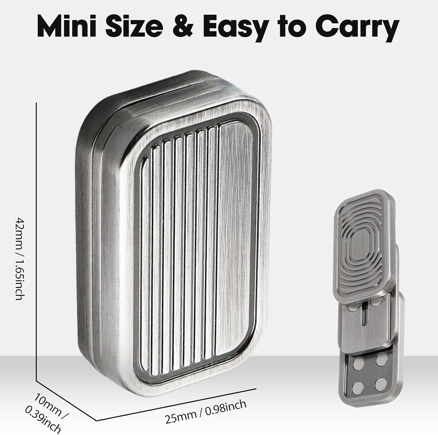 Fidget Slider 3 Layer EDC Gadgets Toy, Metal Magnetic Haptic Fidget Toys for Adults Anxiety/ADHD/Stress Relief, Gift for Boyfriend, Husband and Father (Silver)