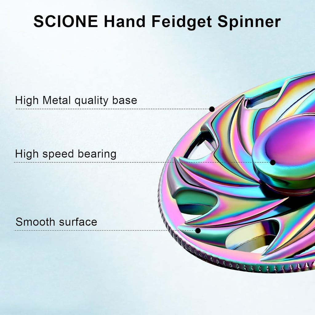 SCIONE Metal Fidget Spinner Gifts for Adults and Kids, Stress Anxiety ADHD Relief Figets Toy, Metal Anti-Anxiety Fidget Spinner Toy for Birthday Gifts Stocking Stuffers Classroom Prizes for Boys Girls