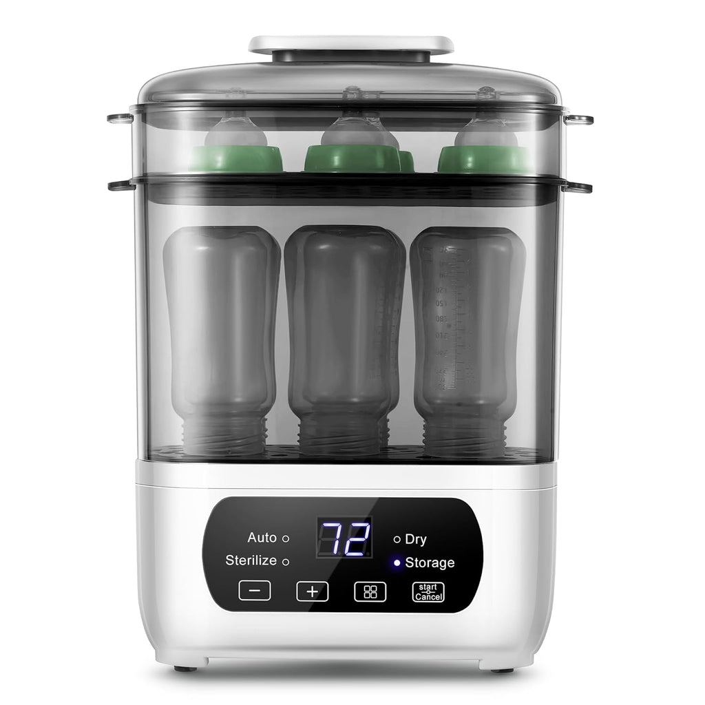 Baby Bottle Steamer and Dryer, Electric Steamer and Dryer for Baby Bottles, 4-in-1 Bottle Steamer and Dryer, Universal Fit for All Bottles, LED Touch Screen, Auto Shut-Off