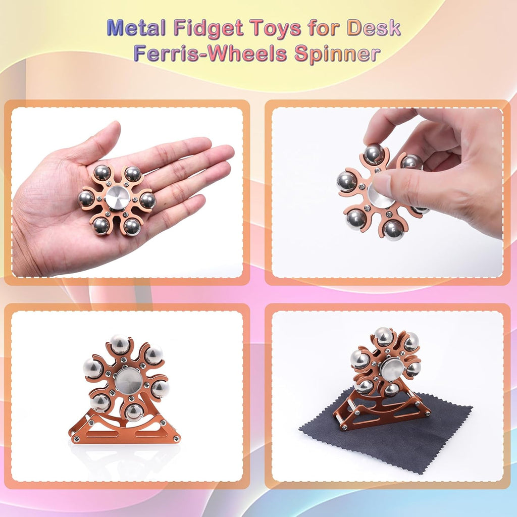 Desk-Fidget-Toys Ferris-Wheels-Spinner: Metal Kinetic-Fidget-Spinner 4mins, EDC-Toy Cool-Gadgets for School Office Christmas, ADHD Tools Gift Cool-Stuff Stress Relief Gift for Kid Children Teen Adult