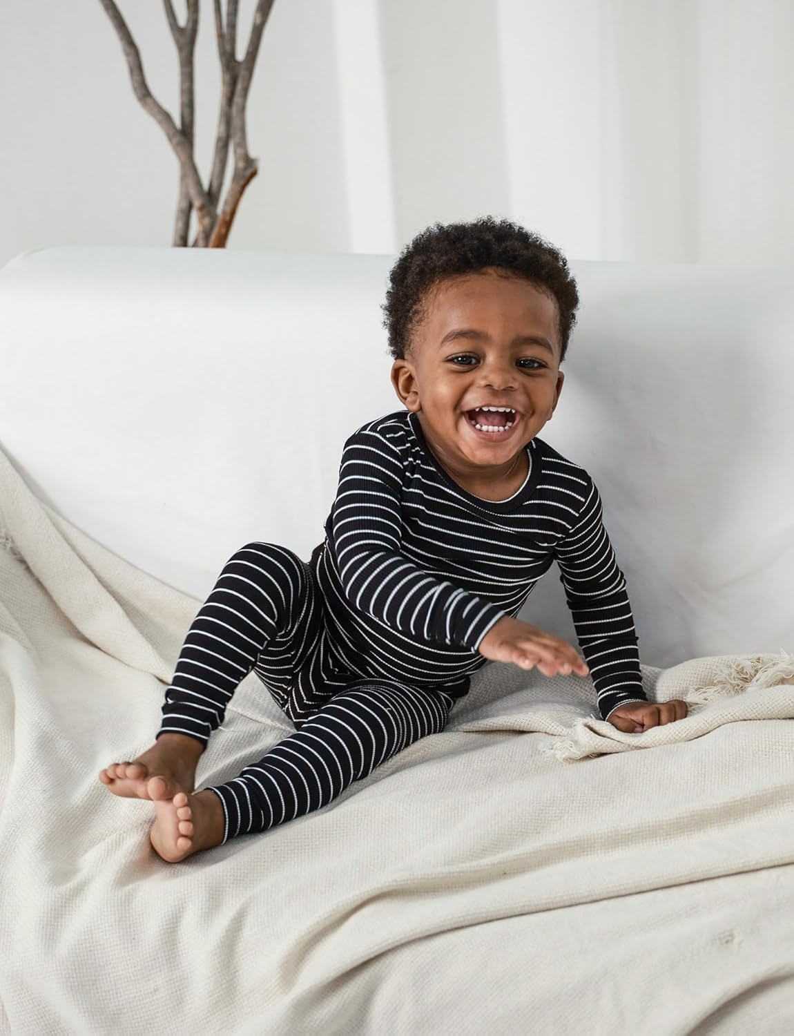 AVAUMA Stripe Pattern Baby Boys Girls Pajama Set Kids Toddler Snug fit Ribbed Sleepwear pjs for Daily Life Style