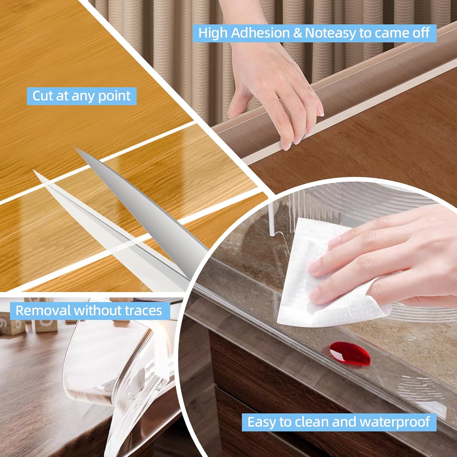 Clear Edge Protector Strip Sharp Edge Wrap Cover Tape,1.18 in x 13.12 FT,Self Adhesive Protective Bumper Guards for Cabinet Door Desk Glass Table Bed Furniture,Kitchen Countertop,Waterproof