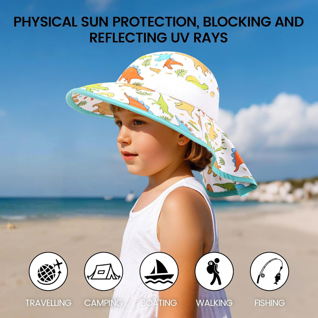 Baby Sun Hat with Neck Flap for Sun Protection Toddler Beach Hat UPF 50+ Outdoors 0-6 Years Boys Girls