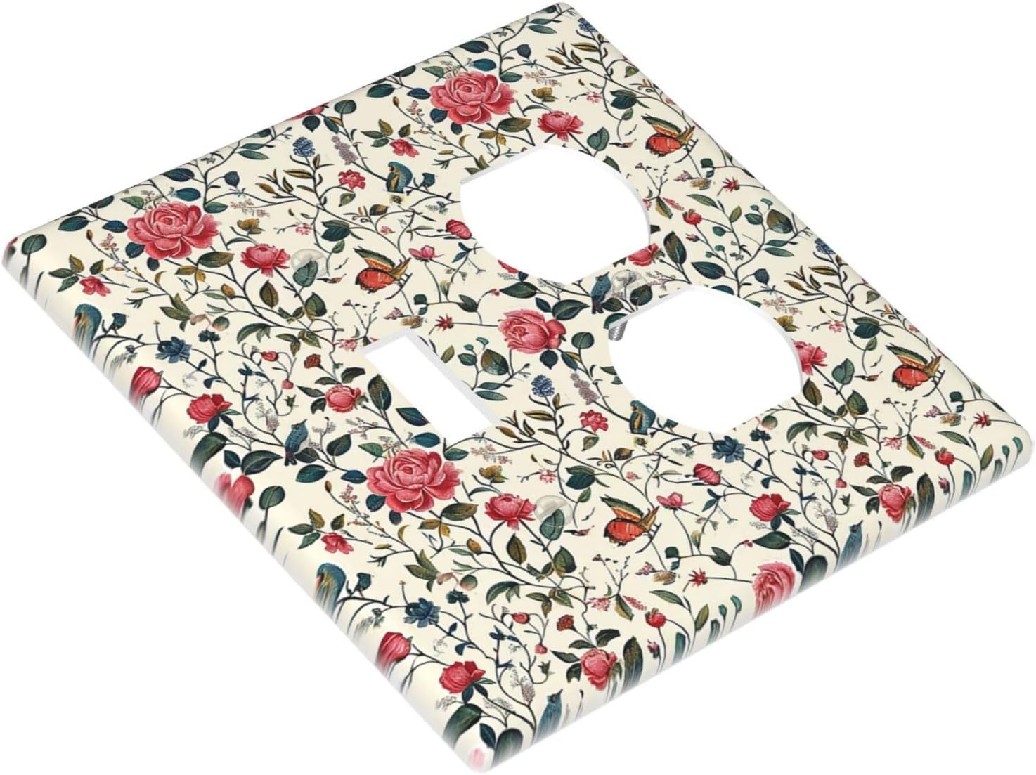 Wallplates Vintage Flowers Rose Leaf Bird Butterfly 1 Toggle 1 Duplex Switch Plate Electrical GFCI Faceplate Decorative Light Switch Covers for Bedroom living Room Decor