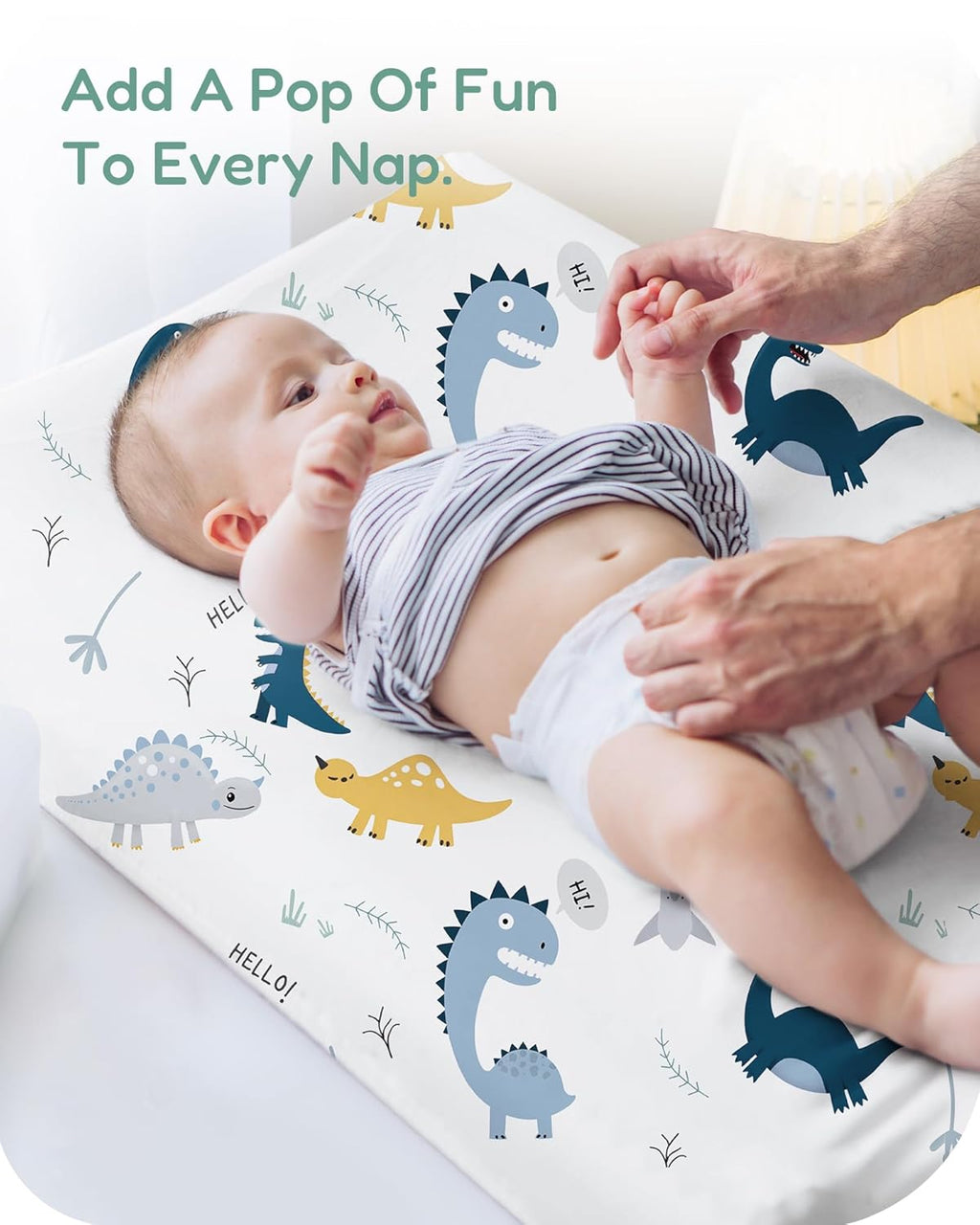 Extra Stretchy Changing Pad Cover, TotChill Ultra Soft Premium Jersey Knit Changing Pad Sheets, Unisex for Boys Girls, Dino Animals Blue, Fits All Standard Changing Tables/Dresser Tops - 2 Pack