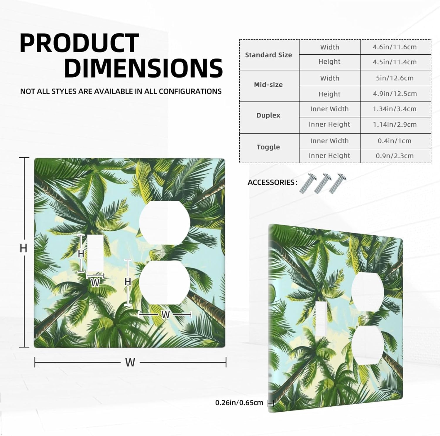 Summer Sky Coconut Palms Trees Green Plants Leaf Wallplates 1 Toggle 1 Duplex Switch Plate Electrical GFCI Faceplate Decorative Light Switch Covers for Bed Room Living Room Decor