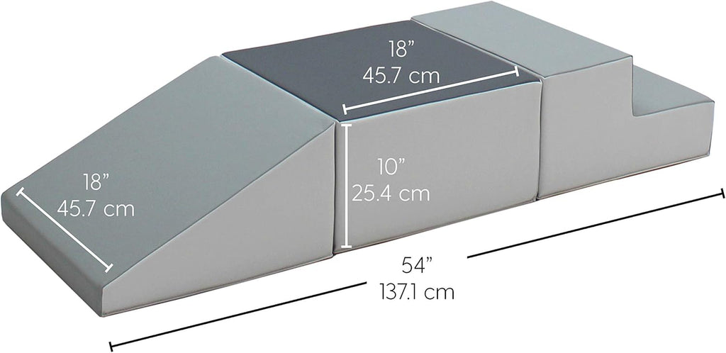 Factory Direct Partners 11618-GYLG SoftScape Toddler Playtime Climber, Indoor Active Play Structure (3-Piece Set) - Gray/Light Gray