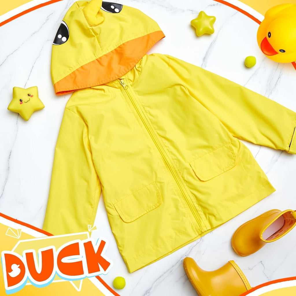 2 Pcs Toddler Raincoat Rain Boots Set Kids Baby Cartoon Hoodie Zipper Jacket Short Rain Shoes for Little Boys Girls