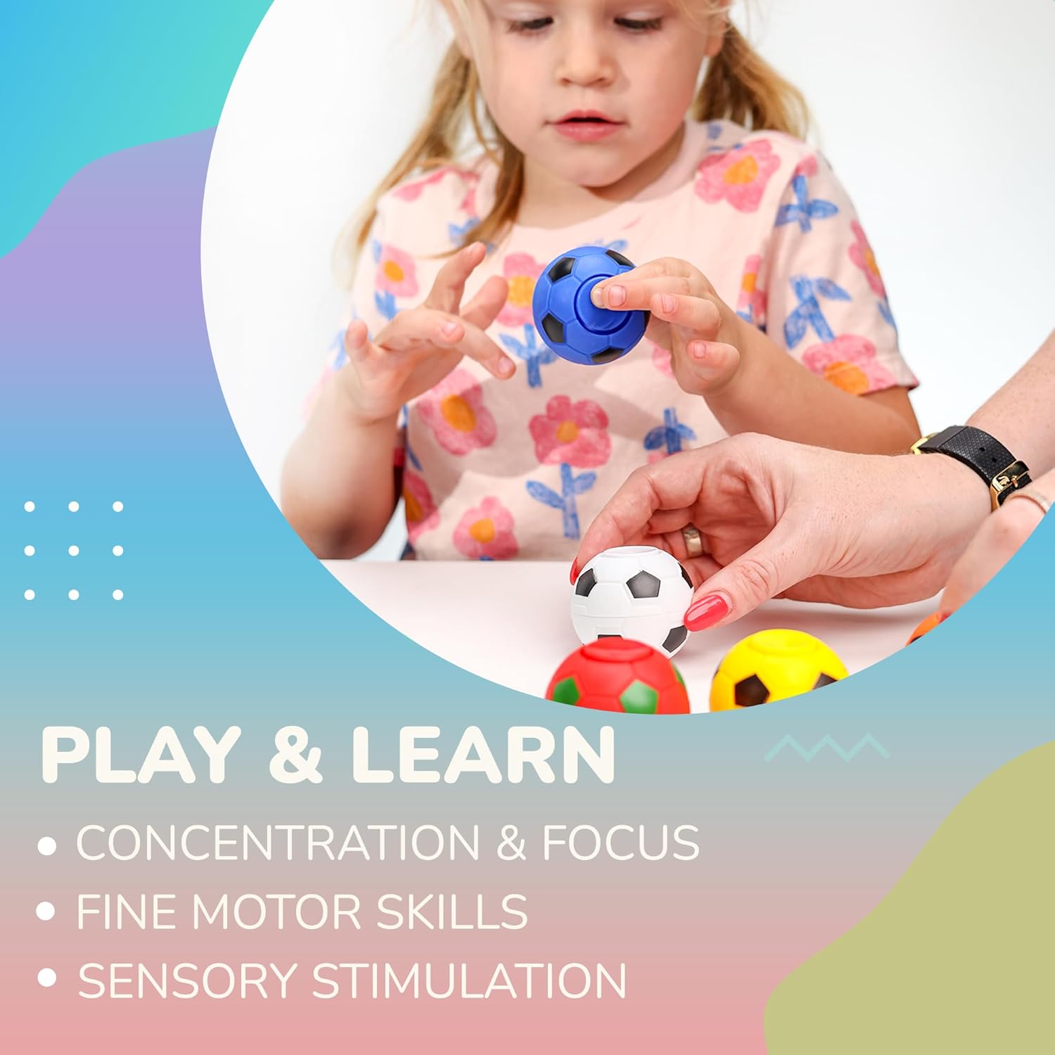 Spinner Balls 1.4''- Mini Fidget Spinner Soccer Balls - Soccer Party Favors Classroom Prizes - Sensory Toys for Kids 4-12 - Fidget Toy Gifts for Kids - Spinner Balls Bulk - 25pcs