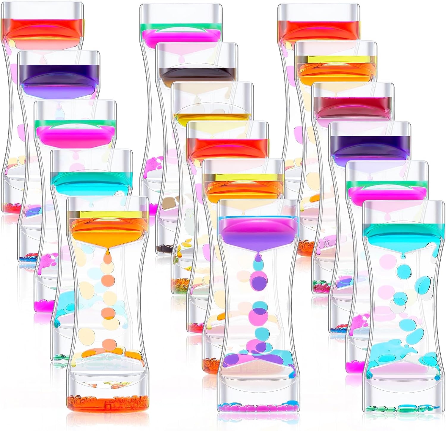 18 Pcs Liquid Motion Bubbler Timer Sensory Toys Colorful Hourglass Desktop Fidget Calming Toys for Autistic Children Stocking Stuffers for Kids