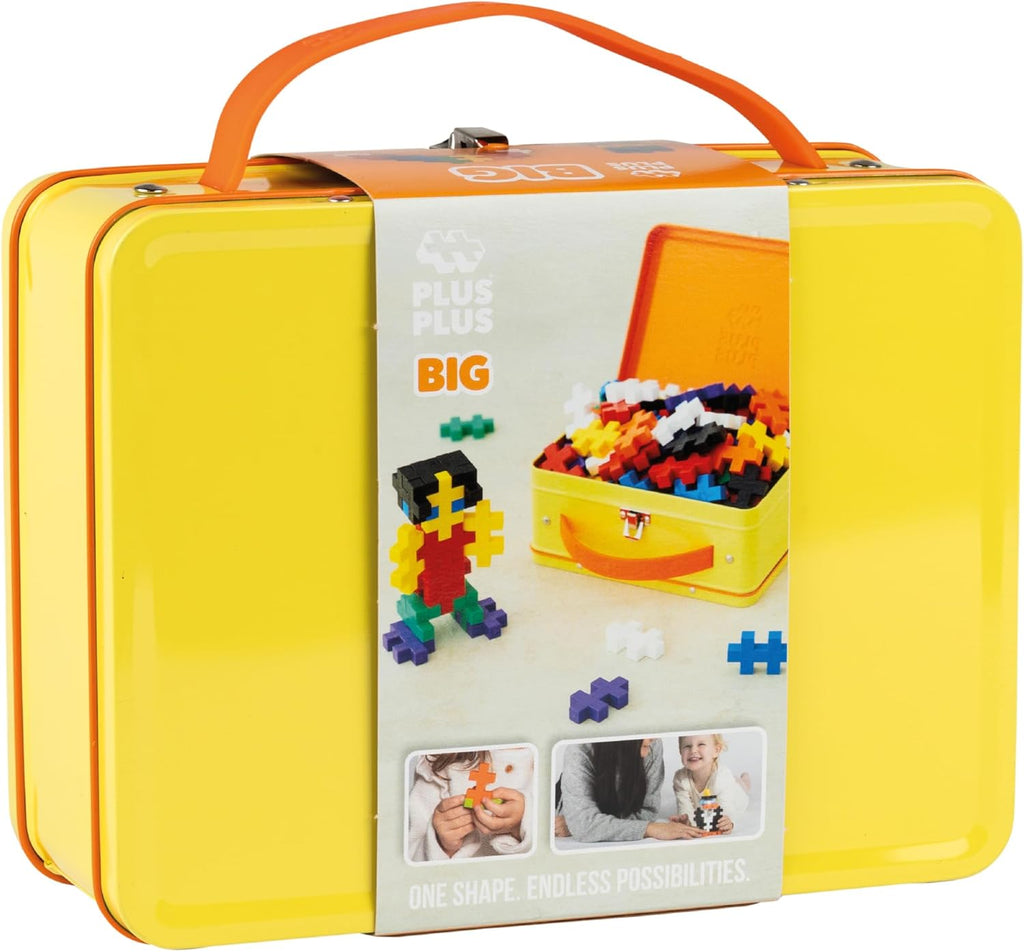 PLUS PLUS Building Set with Metal Suitcase, Open Ended Stem Toy for Toddlers and Preschool, 70 Big Basic Interlocking Pieces