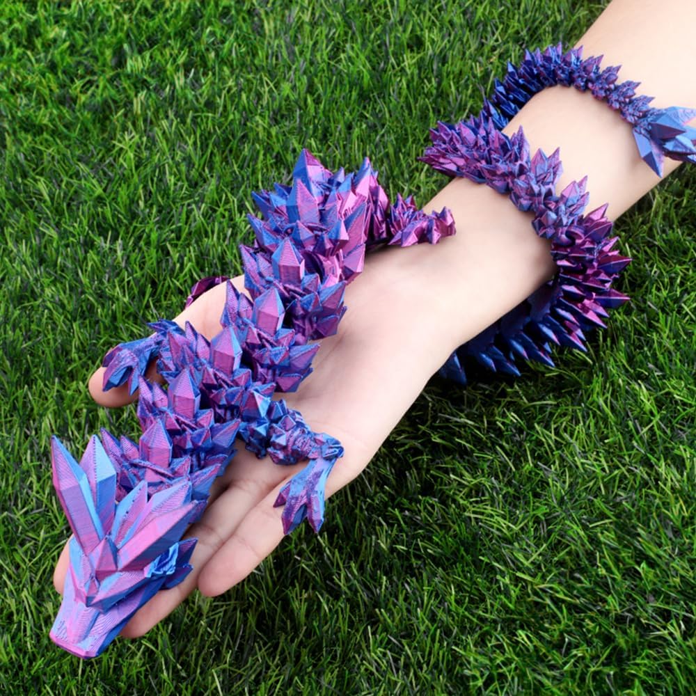 Tfork 3D Printed Dragon Eggs with Dragon Inside Crystal Articulated Fidget Dragon Easter Egg Toy Adults Funny Gift Laser Purple