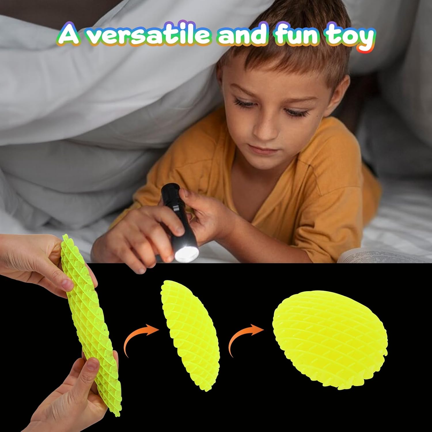 Night Glow Worm Fidget Toy, Funny Pocket Fidget Toy, Stress Relief Toy, Resistance Fidget Toys Sensory Stress Anxiety Relief Toys for Kids Adults (Green)