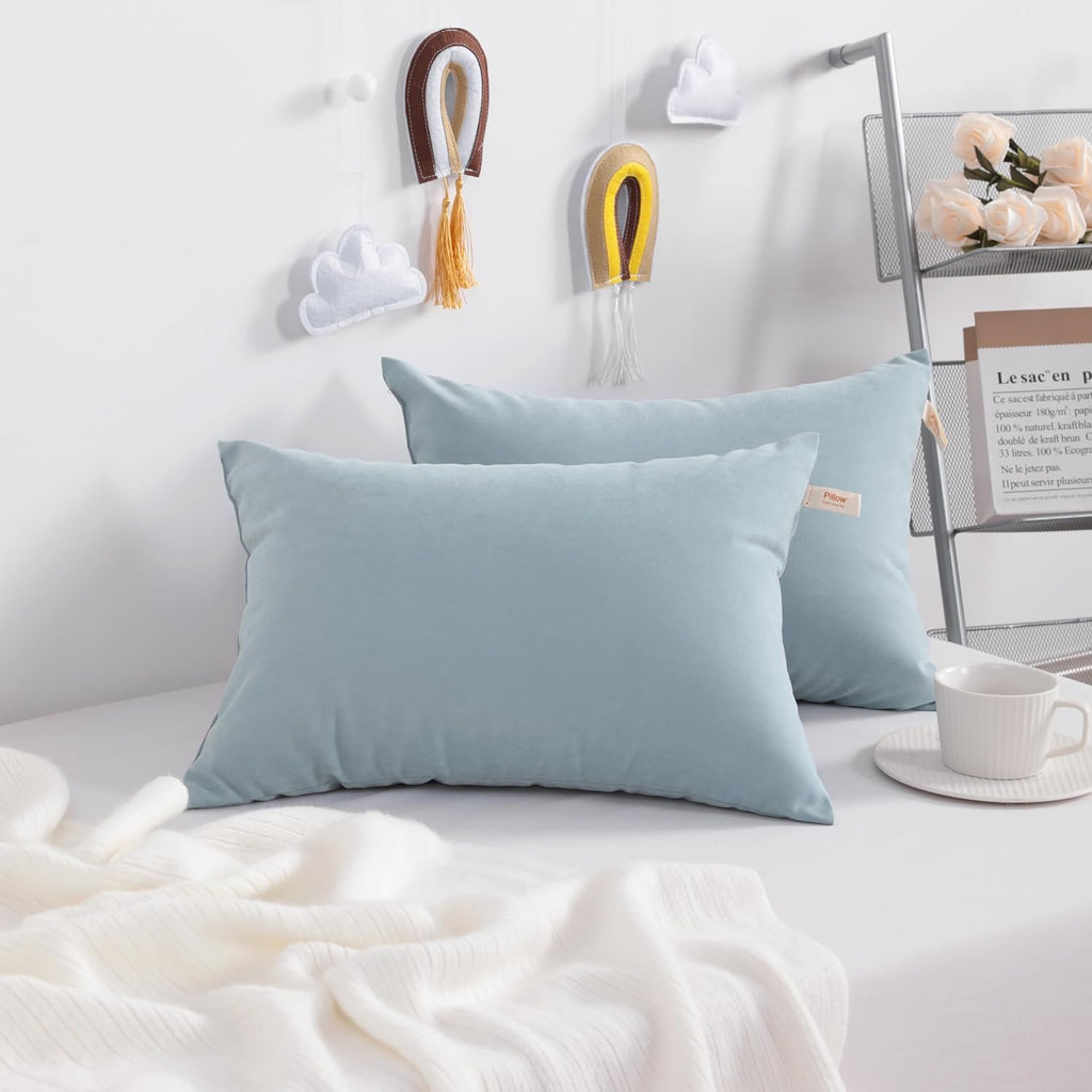 NTBAY Toddler Pillows, Down Alternative 13"x18" Pillows, Machine Washable - Soft and Breathable Travel Small Pillows for Sleeping, Ideal for Daycare, Crib, Cot, Sea Green