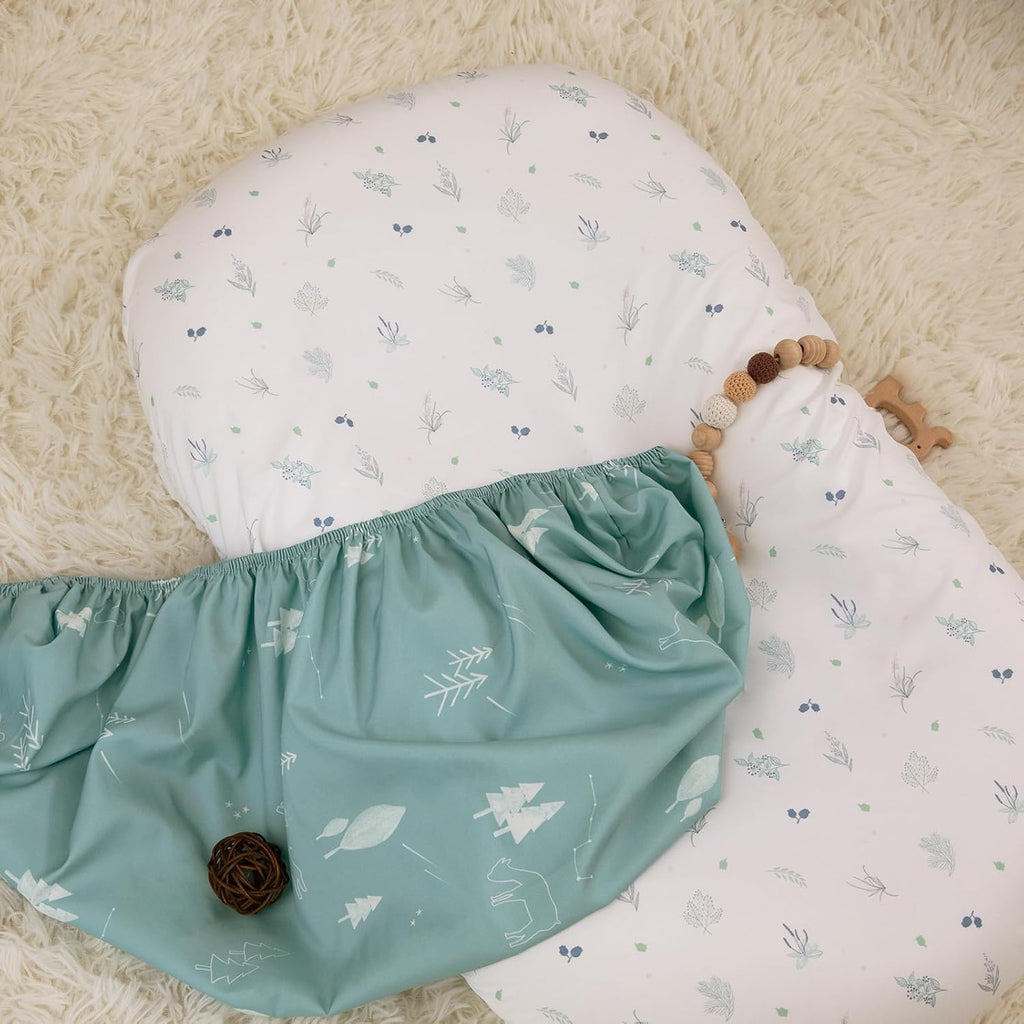 Gllquen Baby Bassinet Sheets 4 Pack, Breathable Cozy Fitted Mattress Sheet, Elastic Travel Crib Fashionable Pattern, Standard Cradle Safe Sheets for Baby Boys Girls 32"x16"(Forest Deer)