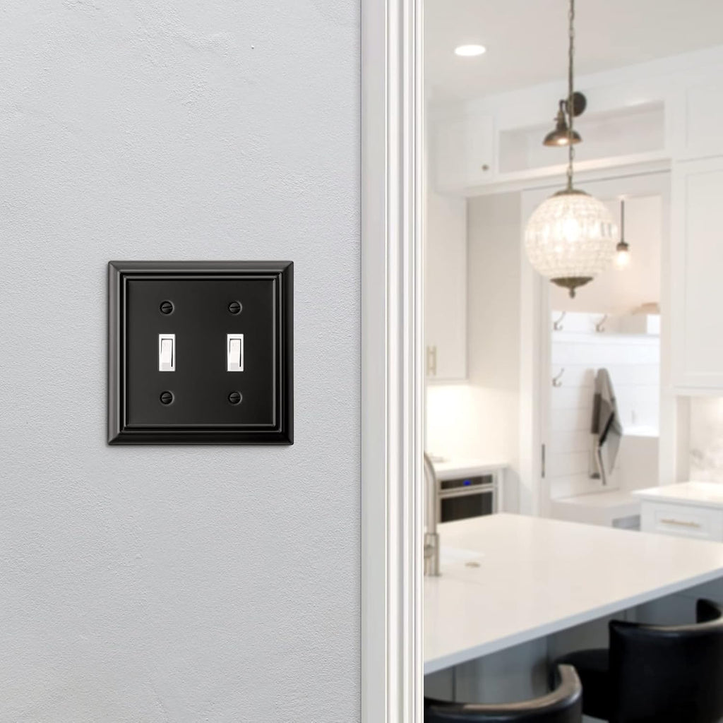 DEWENWILS Decorative Light Switch Cover, Metal Toggle Light Switch Wall Plate, 2-Pack
