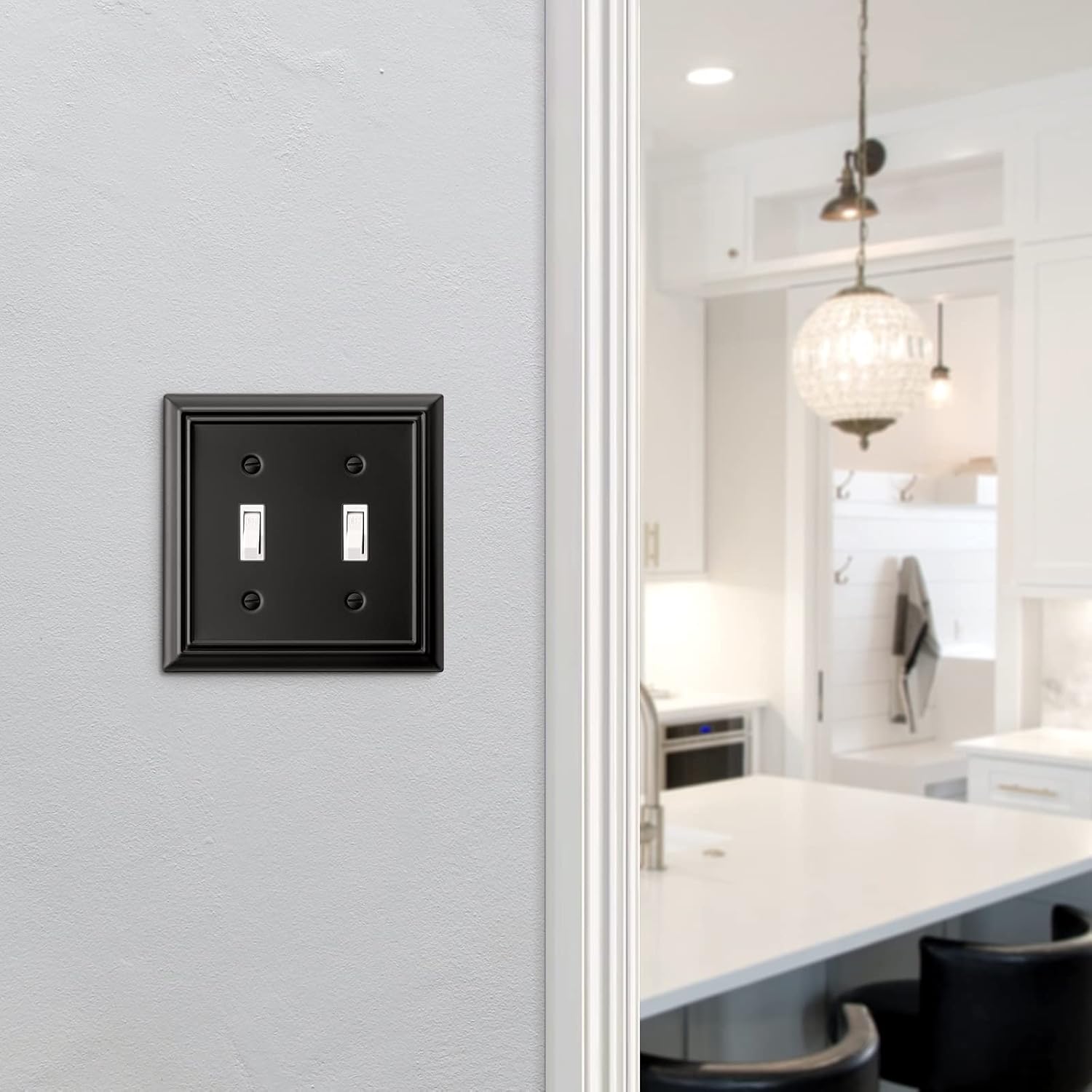 DEWENWILS Decorative Light Switch Cover, Metal Toggle Light Switch Wall Plate, 2-Pack