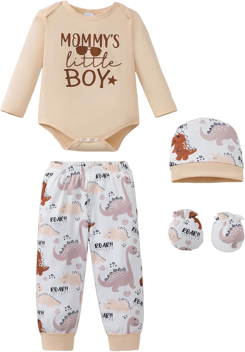 NZRVAWS Newborn Baby Boy Girl Clothes Unisex Infant Romper Pants Set Hat 4-Pack Outfits 0-12 Months 16 Pieces Toddler